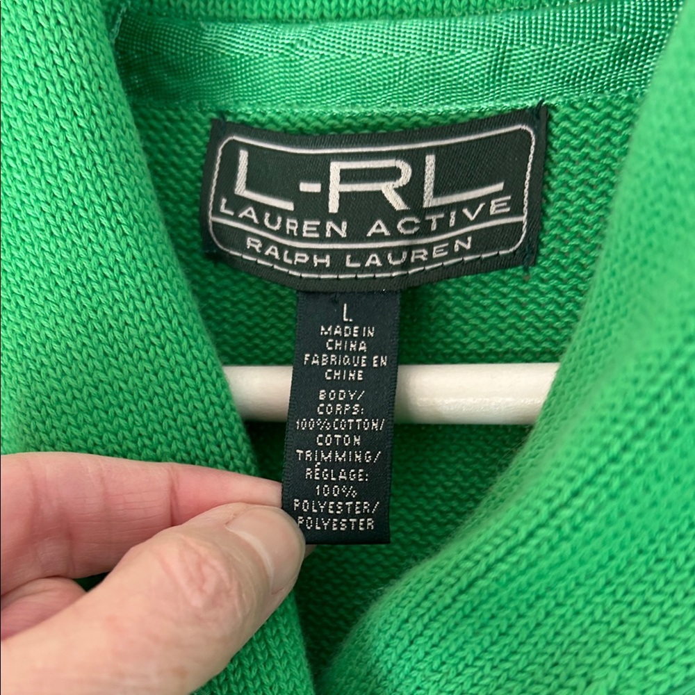 Vintage Ralph Lauren Active Vibrant Green Preppy Casual Pullover - Picture 4 of 8
